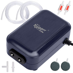Hygger Sapphire Aquarium Air Pump, HG037 - 6W Set for 70-100 Gal.